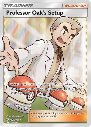 Professor Oak's Setup (Full Art) (233/236) [Sun & Moon: Cosmic Eclipse]