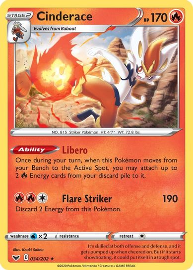 Cinderace (034/202) [Sword & Shield Base Set]