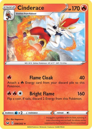 Cinderace (036/202) [Sword & Shield Base Set]
