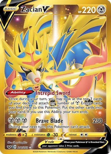 Zacian V (Secret) (211/202) [Sword & Shield Base Set]