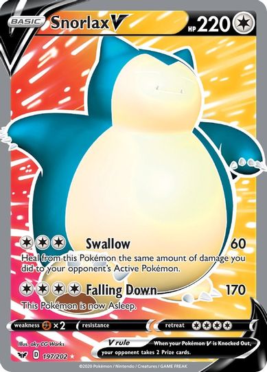 Snorlax V (Full Art) (197/202) [Sword & Shield Base Set]