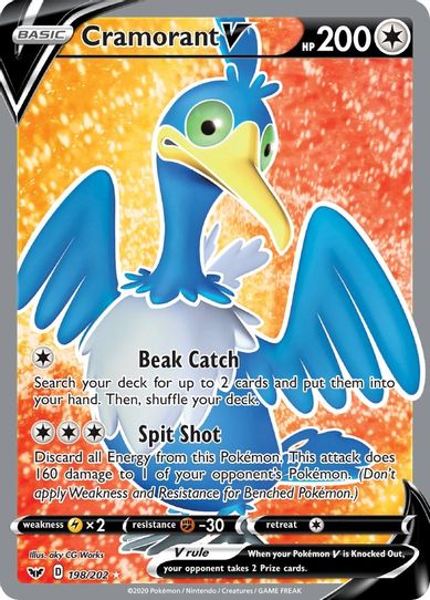 Cramorant V (Full Art) (198/202) [Sword & Shield Base Set]