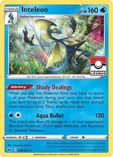 Inteleon 58/202 (League Promo) [League & Championship Cards]