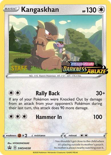 Kangaskhan SWSH038 (Prerelease Promo) [Staff] (SWSH038) [SWSH: Sword & Shield Promo Cards]
