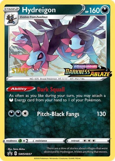 Hydreigon SWSH037 (Prerelease Promo) [Staff] (SWSH037) [SWSH: Sword & Shield Promo Cards]