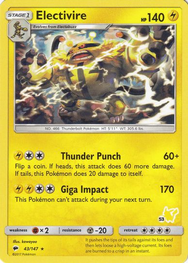 Electivire (# Pikachu Stamped) (43/147) [Battle Academy]