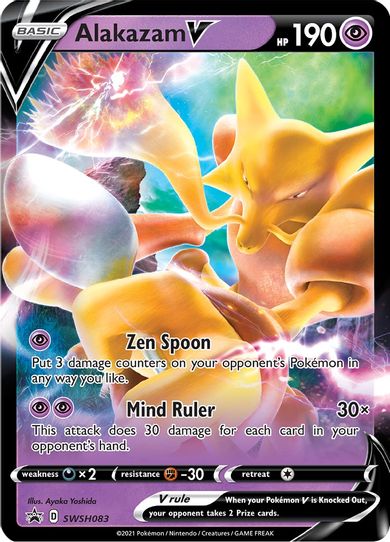  Pokemon Alakazam V - Jumbo Card - SWSH083 - Holo Foil : Toys &  Games