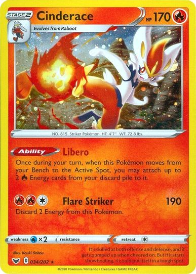 Cinderace (Cosmos Holo) (034/202) [Miscellaneous Cards & Products]