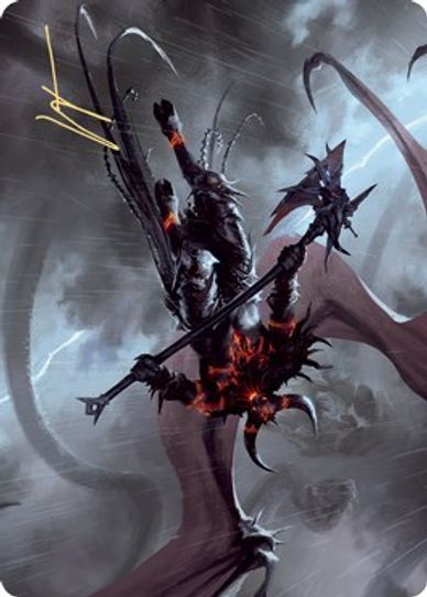 Burning-Rune Demon Art Card (Gold-Stamped Signature) (20) [Art Series: Kaldheim]