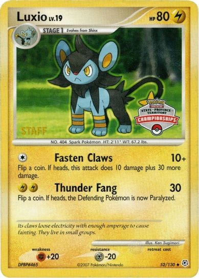 Luxio 52/130 (State Championship Promo) [Staff] [League & Championship Cards]