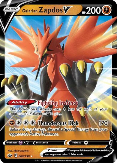 Galarian Zapdos V (080/198) [Sword & Shield: Chilling Reign]