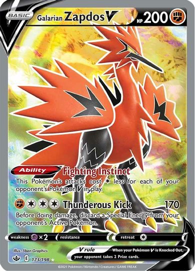 Galarian Zapdos V (Full Art) (173/198) [Sword & Shield: Chilling Reign]