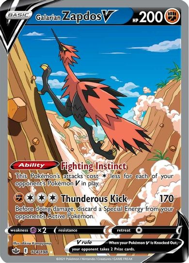 Galarian Zapdos V (Alternate Full Art) (174/198) [Sword & Shield: Chilling Reign]