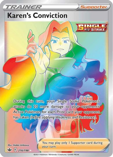 Karen's Conviction (Secret) (216/198) [Sword & Shield: Chilling Reign]