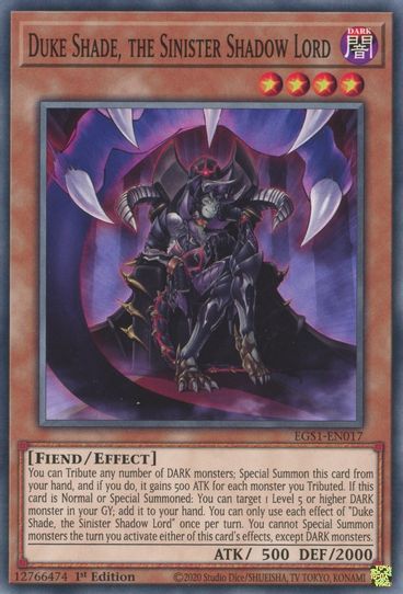 Duke Shade, the Sinister Shadow Lord (EGS1-EN017) [Egyptian God Deck: Pokemon Plug Duke Shade, the Sinister Shadow Lord (EGS1-EN017) [Egyptian God Deck: Pokemon Plug