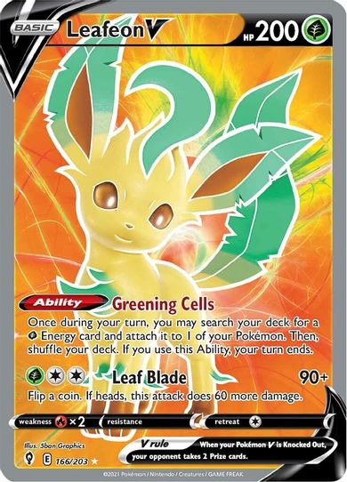 Leafeon V (Full Art) (166/203) [Sword & Shield: Evolving Skies]