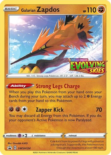 Galarian Zapdos SWSH124 (Prerelease Promo) (SWSH124) [SWSH: Sword & Shield Promo Cards]