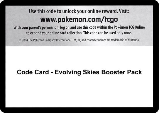 Code Card - Evolving Skies Booster Pack [Sword & Shield: Evolving Skies]