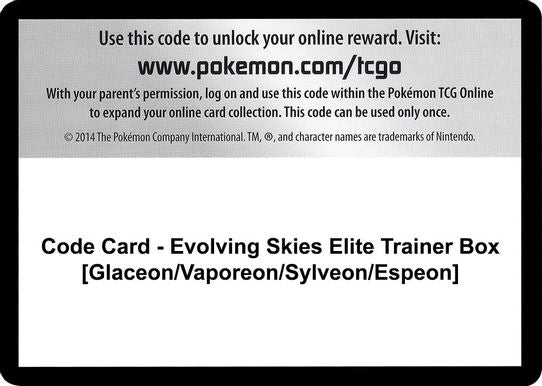 Code Card - Evolving Skies Elite Trainer Box [Glaceon/Vaporeon/Sylveon/Espeon] [Sword & Shield: Evolving Skies]