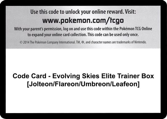 Code Card - Evolving Skies Elite Trainer Box [Jolteon/Flareon/Umbreon/Leafeon] [Sword & Shield: Evolving Skies]