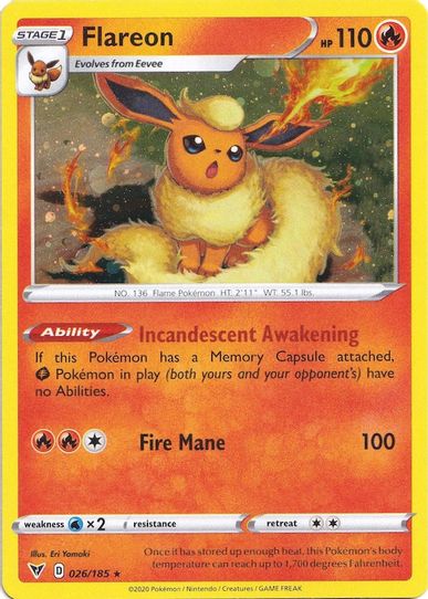 Flareon (Cosmos Holo) (026/185) [Miscellaneous Cards & Products]