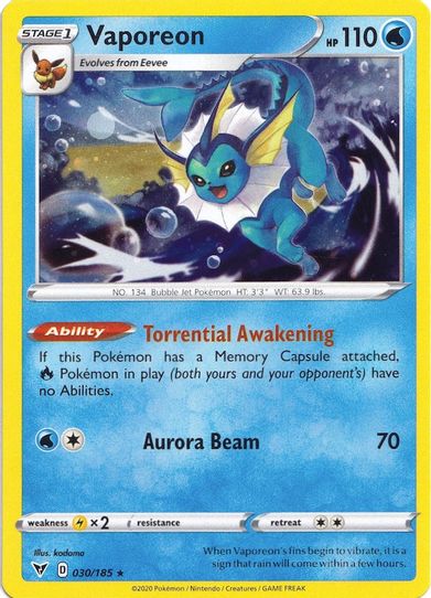 Vaporeon (Cosmos Holo) (030/185) [Miscellaneous Cards & Products]