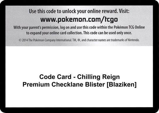Code Card - Chilling Reign Premium Checklane Blister [Blaziken] [SWSH06: Chilling Reign]
