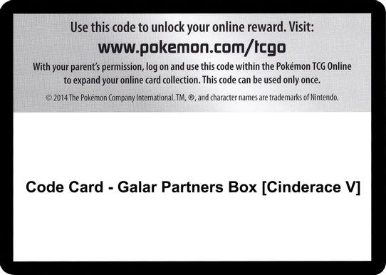 Code Card - Galar Partners Box [Cinderace V] [SWSH01: Sword & Shield Base Set]