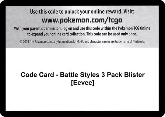 Code Card - Battle Styles 3 Pack Blister [Eevee] [Sword & Shield: Battle Styles]