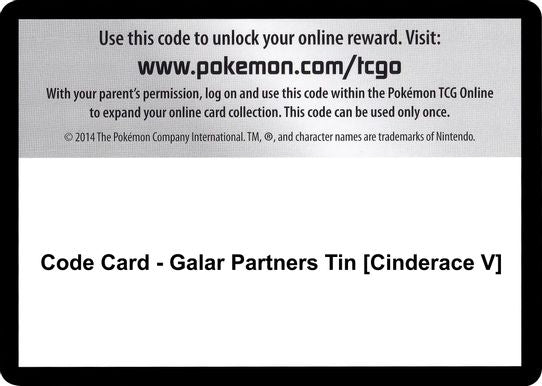Code Card - Galar Partners Tin [Cinderace V] [SWSH01: Sword & Shield Base Set]