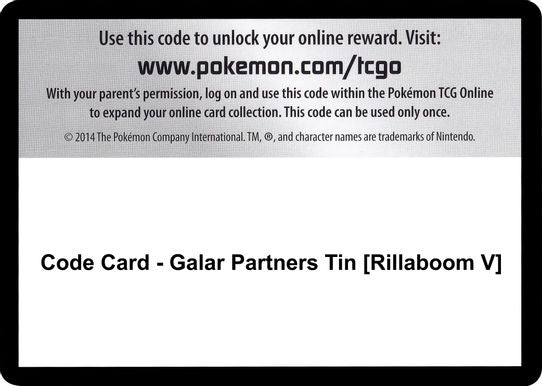 Code Card - Galar Partners Tin [Rillaboom V] [SWSH01: Sword & Shield Base Set]