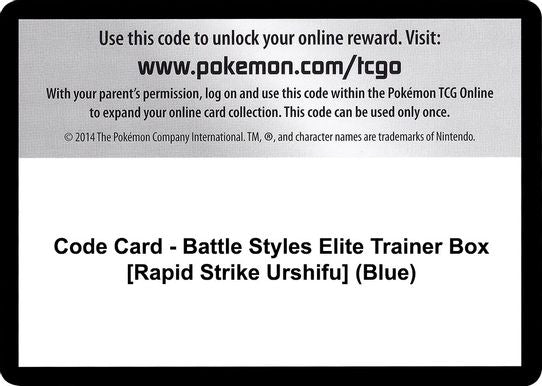 Code Card - Battle Styles Elite Trainer Box [Rapid Strike Urshifu] (Blue) [Sword & Shield: Battle Styles]