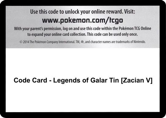 Code Card - Legends of Galar Tin [Zacian V] [Sword & Shield: Rebel Clash]