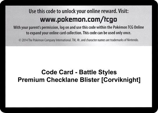 Code Card - Battle Styles Premium Checklane Blister [Corviknight] [Sword & Shield: Battle Styles]