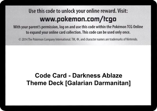 Code Card - Darkness Ablaze Theme Deck [Galarian Darmanitan] [Sword & Shield: Darkness Ablaze]