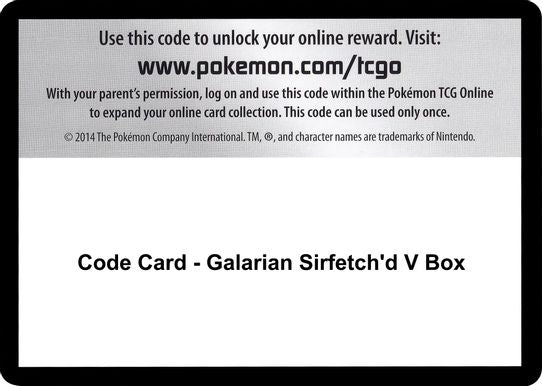Code Card - Galarian Sirfetch'd V Box [Sword & Shield: Darkness Ablaze]
