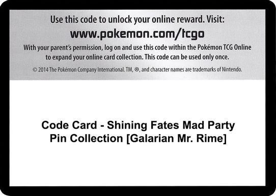 Code Card - Shining Fates Mad Party Pin Collection [Galarian Mr. Rime] [Shining Fates]