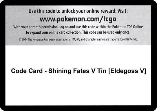 Code Card - Shining Fates V Tin [Eldegoss V] [Shining Fates]