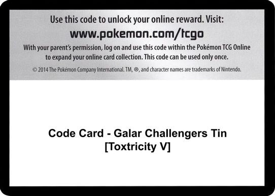 Code Card - Galar Challengers Tin [Toxtricity V] [Miscellaneous Cards & Products]