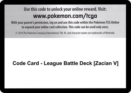 Code Card - League Battle Deck [Zacian V] [Miscellaneous Cards & Products]