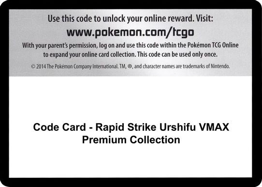 Code Card - Rapid Strike Urshifu VMAX Premium Collection [Sword & Shield: Fusion Strike]