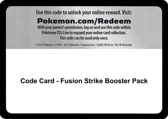 Code Card - Fusion Strike Booster Pack [Sword & Shield: Fusion Strike]