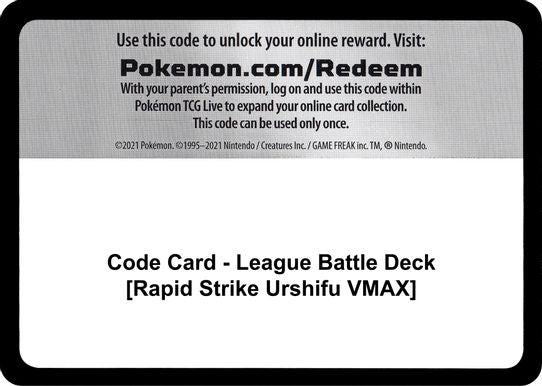 Code Card - League Battle Deck [Rapid Strike Urshifu VMAX] [Miscellaneous Cards & Products]