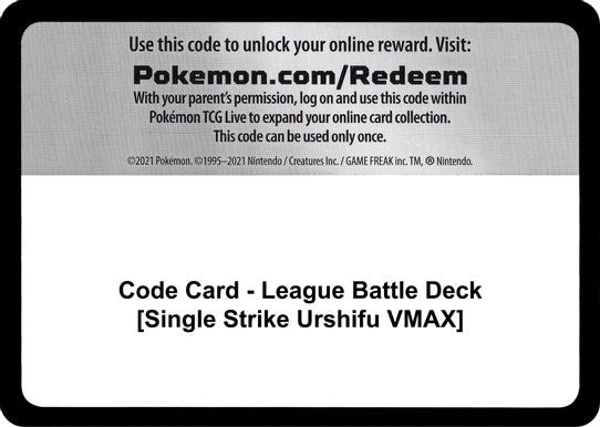 Code Card - League Battle Deck [Single Strike Urshifu VMAX] [Miscellaneous Cards & Products]