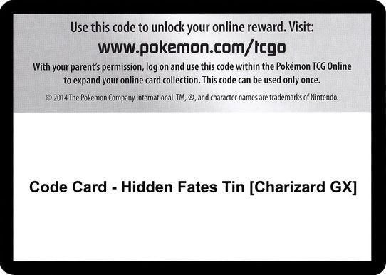 Code Card - Hidden Fates Tin [Charizard GX] [Hidden Fates]