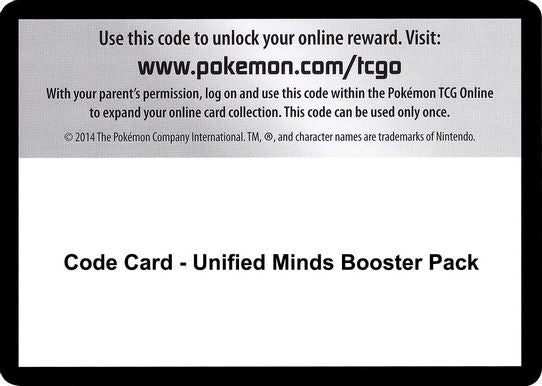Code Card - Unified Minds Booster Pack [Sun & Moon: Unified Minds]