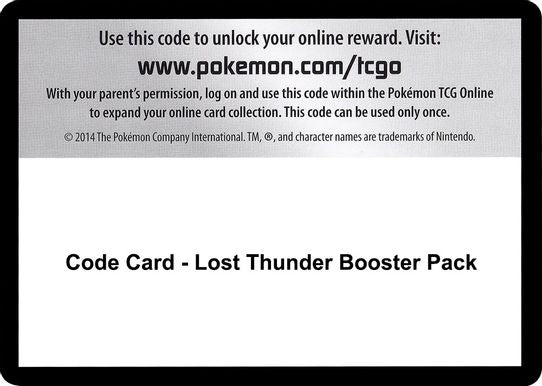 Code Card - Lost Thunder Booster Pack [Sun & Moon: Lost Thunder]
