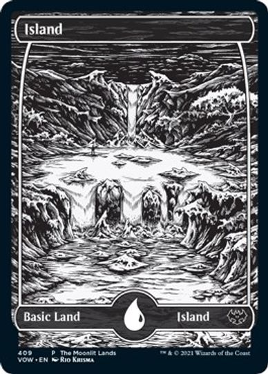 Island (Moonlit Land) (Foil Etched) (409) [WPN & Gateway Promos]