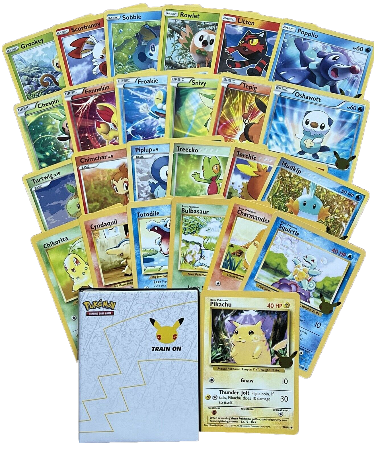 Pokémon TCG: COMPLETE 25 CARD First Partner Collector’s SET - 9-Piece Bundle! Galar - Kanto + Jumbo Pikachu & Binder