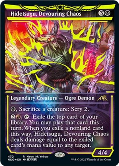 Hidetsugu, Devouring Chaos (Neon Yellow) (WPN Exclusive) (432) [Kamigawa: Neon Dynasty]